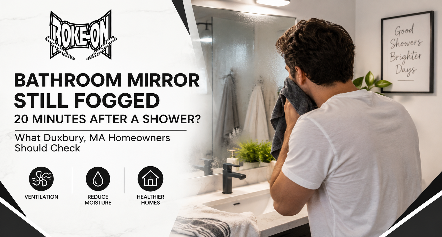 Fogged bathroom mirror after shower